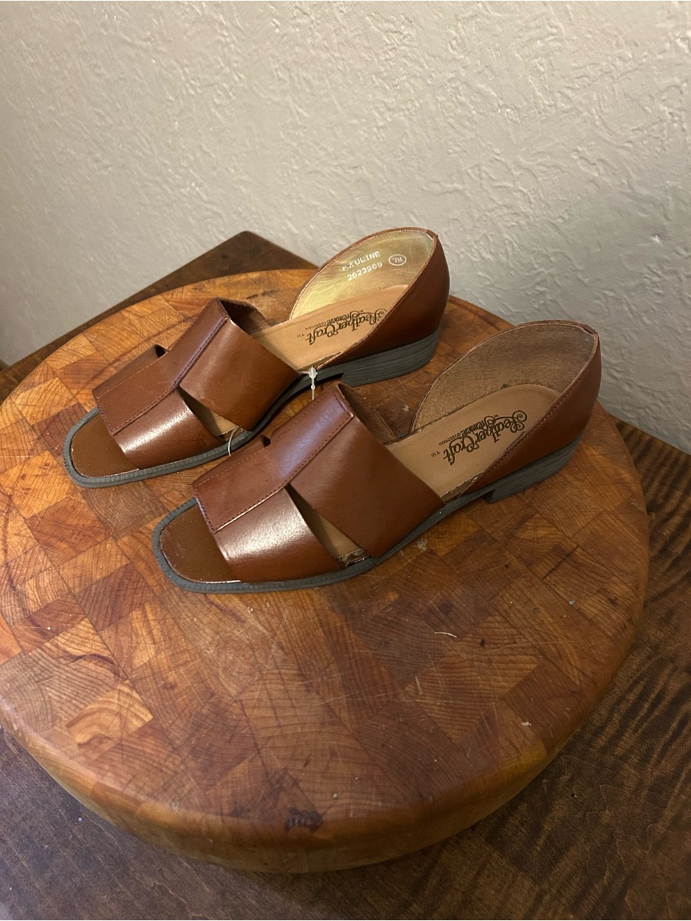 Premier Tan Slide Clogs with Wide Leather Straps
